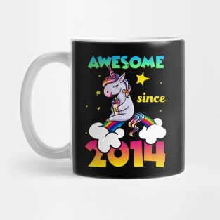 Cute Awesome Unicorn Since 2014 Rainbow Gift Mug